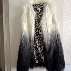 Black and white ombre faux fur vest